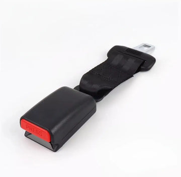 23cm black universal car seat belt extender with stainless steel tongue and red press release button