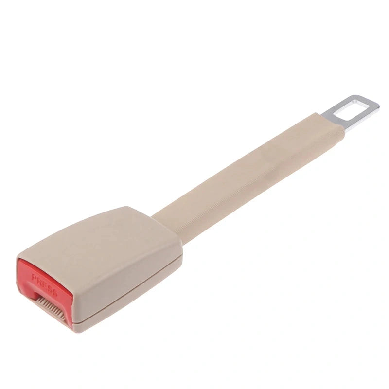 Beige 25cm rigid seat belt extender with E4/E8 certified metal stem