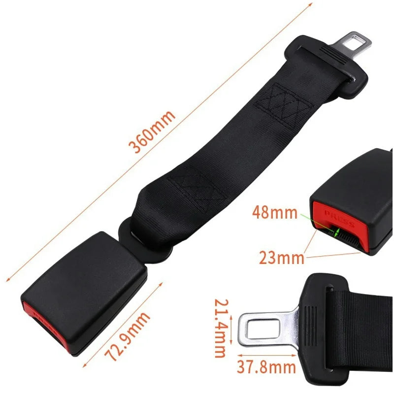 36cm universal car seat belt extender with concave buckle receiver for extra seat belt length