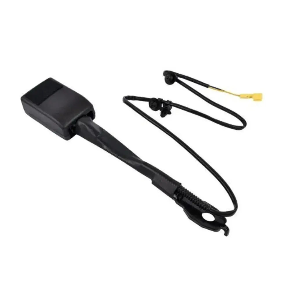 Front seat belt buckle socket base assembly with pre-attached SRS sensor wiring harness for Mercedes-Benz A, B, CLA, GLA, and GLB models.
