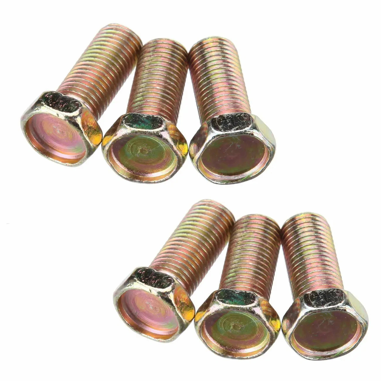 Set of six gold-plated hex head mounting bolts for seat belt buckle and extender installation – Seat Belts Extender UK