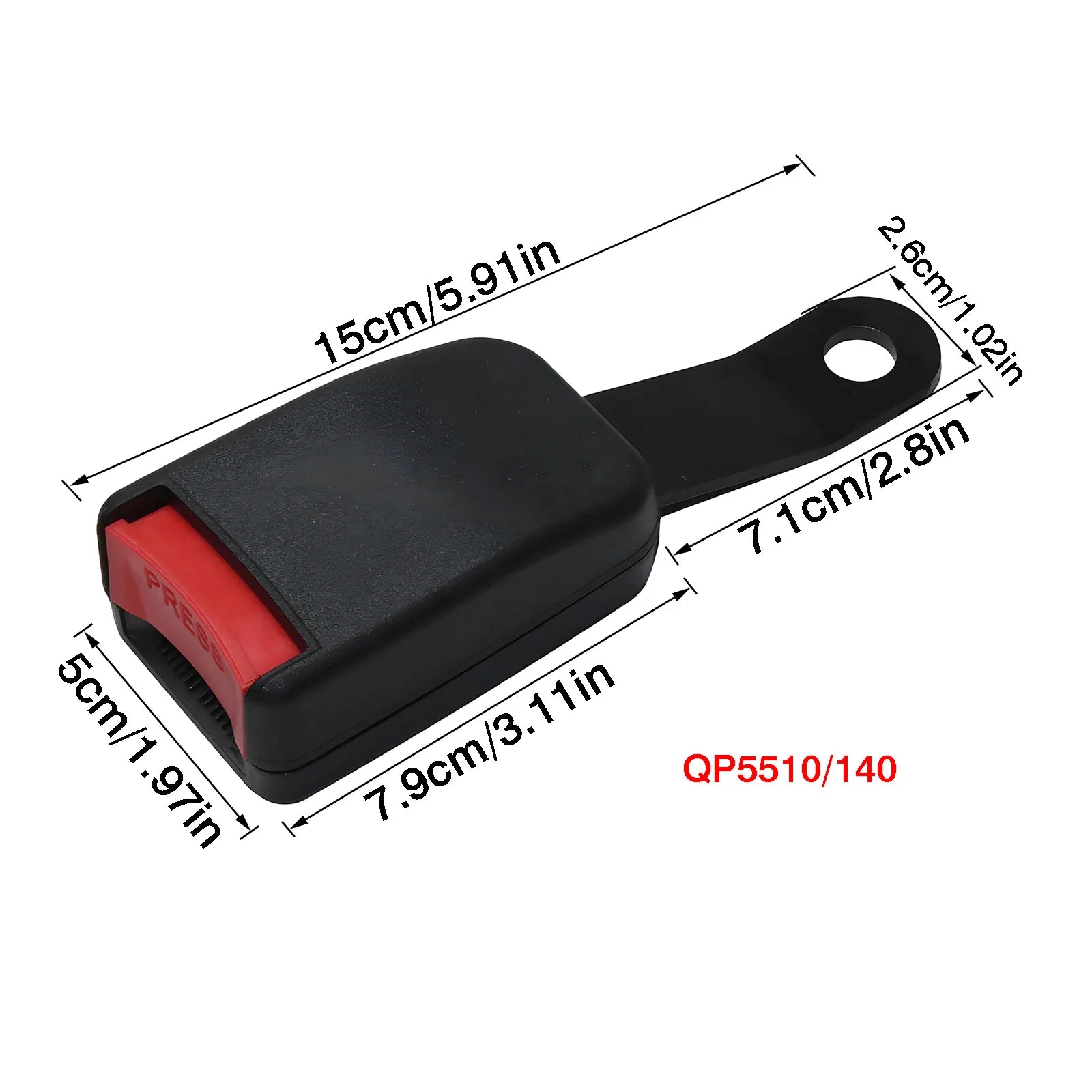 ECE R16-compliant 15cm curved plate seat belt receiver with mounting hole for cars, vans, 4x4s, and campervan conversions