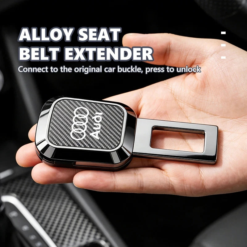 Black carbon fiber and alloy Audi seat belt clip extender