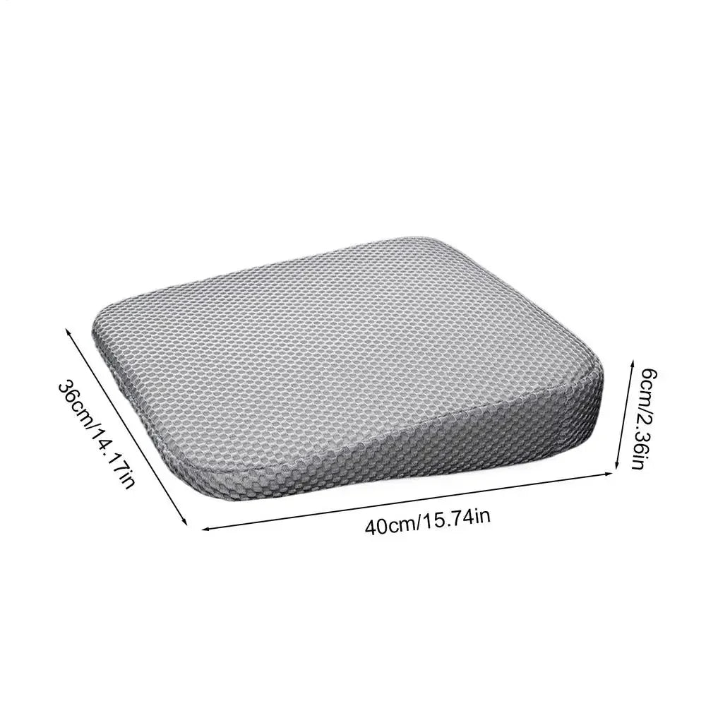 Black textured car seat booster cushion showing dimensions of 40 cm length, 36 cm width, and 6 cm height on a white background