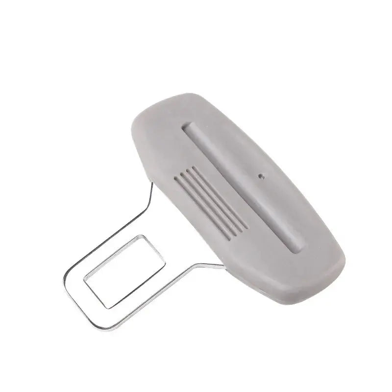Gray seat belt chime mute clip designed to silence passenger seat alarms for cargo