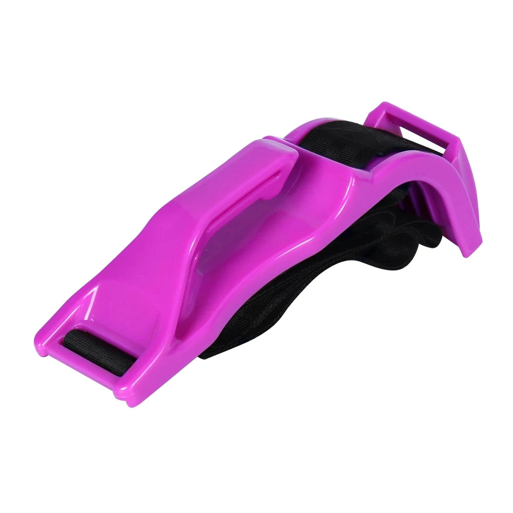 Purple pregnancy car seat belt adjuster hook with black strap attachment