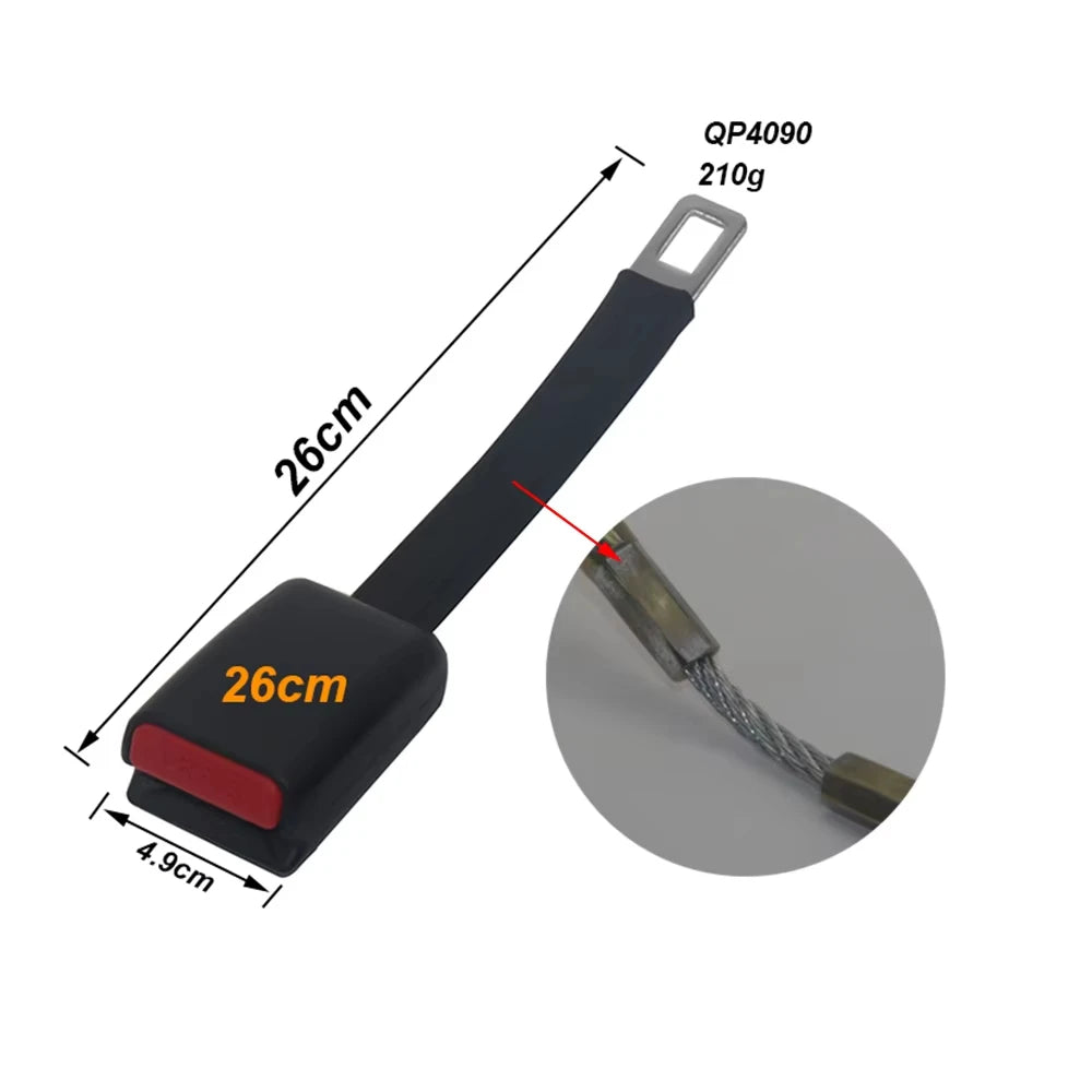 26 cm Rigid Seat Belt Extender | E4/E8 Safety Spec Metal Stem